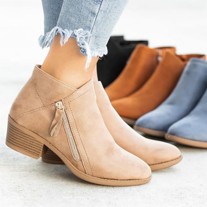 Bottines plates beige hot sale
