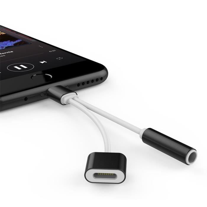 INECK® iphone 7 Adaptateur 2 en 1 Adaptateur Lightning Câble avec 3.5mm  Ecouteur Jack Adaptateur Chargeur avec Prise Casque Jack pour iPhone 8 X 7  7 Plus 6S 6 iPod iPad 