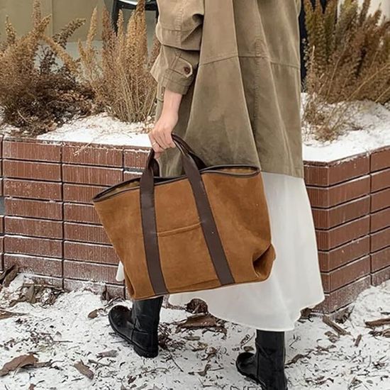 Sac Fourre-Tout En Daim Pour Femme, Sac à Main Femme Grand