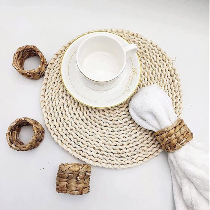 Ronds De Serviette Rustiques Fait Main - Lot De 6 - Décoration Table Noël, Mariage, Fêtes