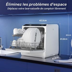 Grande Capacité Portable Comptoir Lave-vaisselle 3 Lavage Program 1200W 110/ 220V