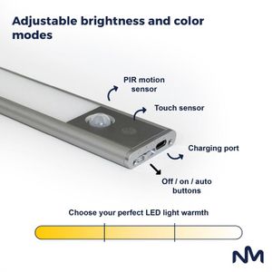 Lampe Intérieure à Détecteur De Mouvement - Rechargeable Sans Fil - Portative Et Magnétique - Pour Escalier, Couloir, Placard