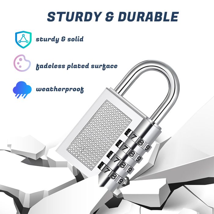 Cadenas à Code 4 Chiffres - Lot De 4 Serrures Alliage Zinc | Pour Valise, Casier, Abri