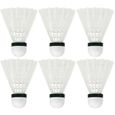 6 pcs volants de badminton sport volants en plastique stable durable formation sportive balles de badminton (blanc)-0