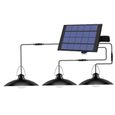 Shed solaire LED Lampe suspension solaire Hanging Lustre étanche avec 3 têtes pour le jardin extérieur Cour Patio Couloir-0
