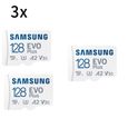 3PCS Micro SD SDXC Samsung Carte mémoire Evo Plus 128 Go SDXC U3 Classe 10 A2 130 Mo/s avec Adaptateur-0