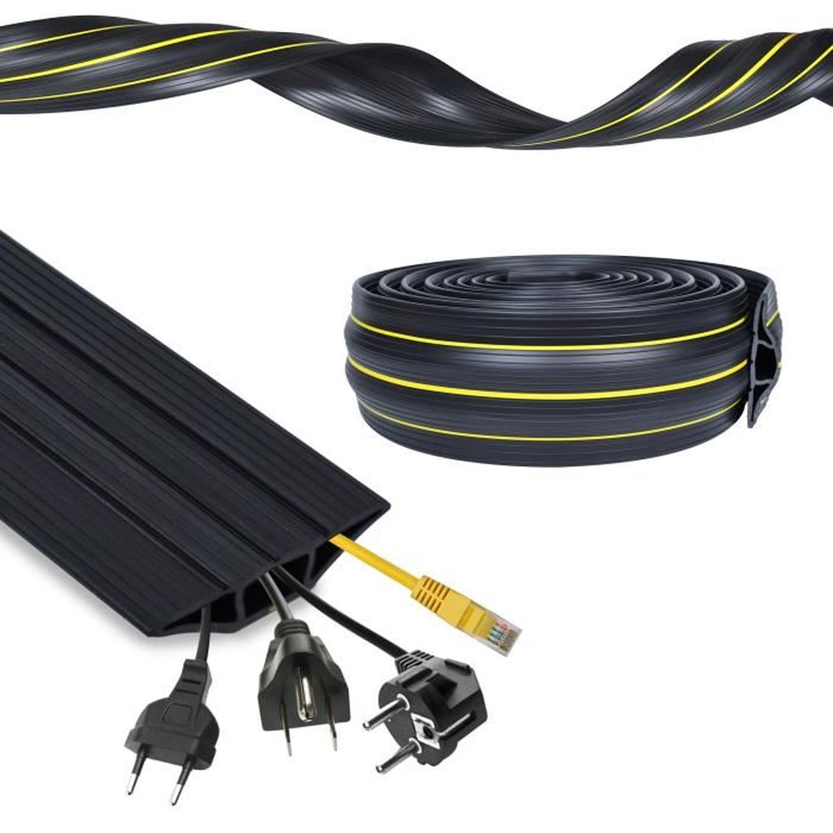 AGPTEK Passe Câble Sol 2M, Couvre-câble de sol, protecteur de câbles de  plancher de 2