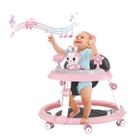 FLASIDU Trotteur Multifonction - Trotteur Bébé - Avec disque de musique - 6-18 mois- 7 hauteurs réglables- Rose- Hauteur 52cm