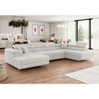 MEUBLESLINE Canapé d'angle convertible ANNIO U en velours côtelé Beige