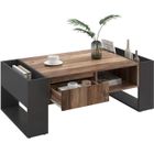 BRAND Table basse en bois de grain, avec un tiroir sans poignée, rangement double face, Table canapé salon 106,4 x 40 x 60 cm