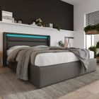 Lit LED double 140x200 cm avec sommier tête de lit confortable - SWEIKO - Gris