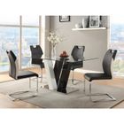 VENTE-UNIQUE Table à manger WINCH - 6 couverts - MDF & Verre trempé - Noir & blanc
