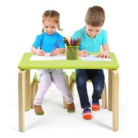 Giantex Ensemble Table et 2 Chaises Idéal pour Enfants, Ergonomique en Bois Courbé, Petit Bureau avec Grande Capacité de Charge