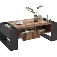 Table basse en bois de grain, avec un tiroir sans poignée, rangement double face, Table canapé salon 106,4 x 40 x 60 cm