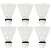 6 pcs volants de badminton sport volants en plastique stable durable formation sportive balles de badminton (blanc)