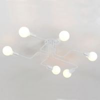 Uto Plafonnier Lustre Luminaire Industriel en Metal Lampe Rétro Eclairage DIY 6 Bras E27 Blanc Pour Salon salle à manger Bar Café