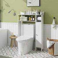COSTWAY Meuble WC Au-dessus de Toilettes,2 Étagères Réglables, Anti-basculement, 75,5 x 20 x 110 cm, Blanc