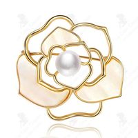 LCC® Broche camélia s925 broche perle en argent sterling haut de gamme femme corsage broche mode all-match évider costume