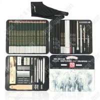 TD® 70 pièces de crayons à croquis, coffret en fer, ensemble d'outils de croquis pour débutants, fournitures de peinture d'art