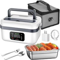 Boîte à Déjeuner Électrique Portable 1L Acier Inoxydable 304 Batterie 16000mAh Chauffage 60W 23 6x13 3x9 6cm Pour Bureau Voiture Pique-nique