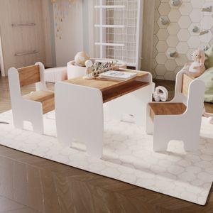 Table Et Chaises Enfant Montessori En Bois Avec Ardoise - Jeu De Salon éducatif Avec Tiroir De Rangement