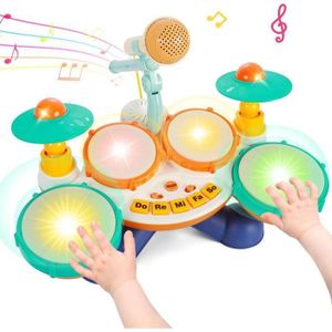 INSTRUMENT DE MUSIQUE Jouet de Musicale Enfant à partir Instruments de tambour avec microphone , Musicale avec lumières et Sons Musique Pour Enfant 1 2 3