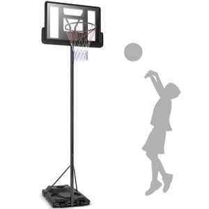 PANIER DE BASKET-BALL COSTWAY Panier de Basket-Ball sur Pied Hauteur Réglable 1,8-3,05M à Roulettes Mobile Rempli Eau/Sable Filet en Nylon Jeune/Adulte