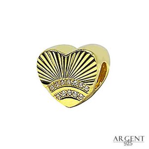 Argent Sterling 925 Plaqué Or Scarecrow Guardian Dangle Charm Shine Clair Zircone Cubique