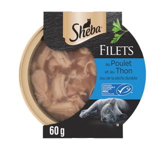 BOITES - PATÉES LOT DE 2 - SHEBA - Pâtée pour chat Adulte Filets de poulet et de thon - barquette de 60 g