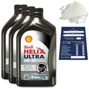 HUILE MOTEUR 3 litres d'huile moteur originale Shell Helix Ultra ECT 5W30 C3 550042845 ACEA 03 SET