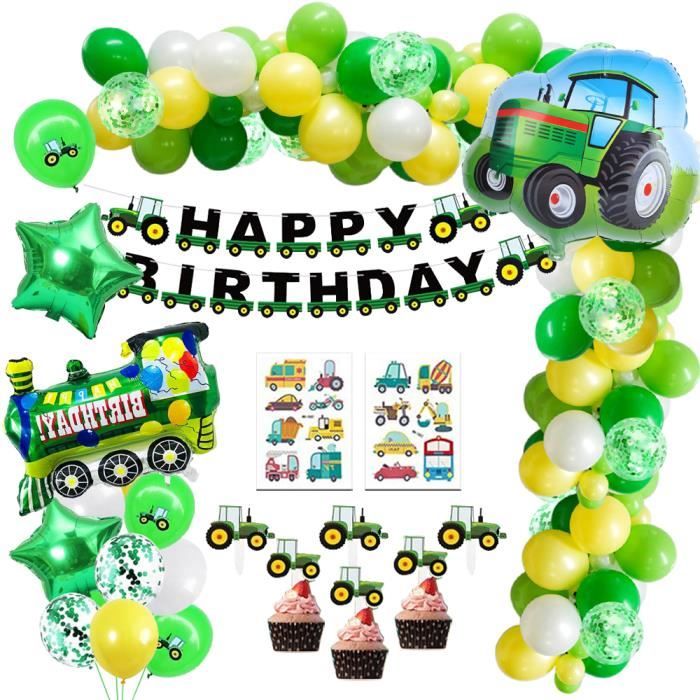 Décoration d'anniversaire,2 ans garçon Fille, tracteur Décoration,Vert  Ballon 2, Ballon de tracteur pour Déco d'anniversaire d'enfant,Happy  Birthday Enfant : : Loisirs créatifs