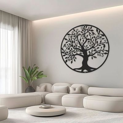 Tubibu Arbre De Vie - Grande Décoration Murale En Métal Noir 3D Moderne Pour Maison, Bureau, Salon Et Chambre
