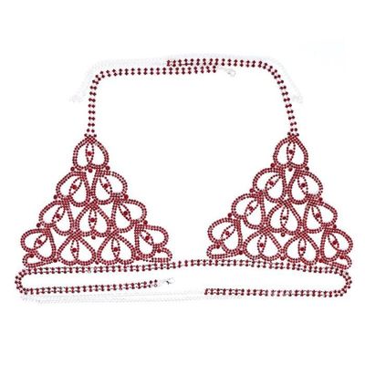 IYOU Chaîne Corps Cristal Argent Brillant - Bijoux Strass Poitrine Bikini Plage Femme
