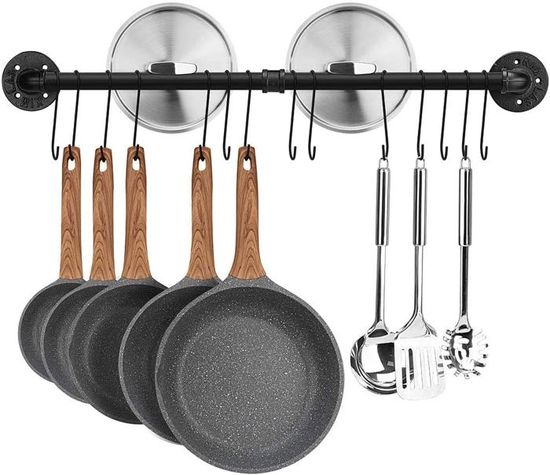 LNGFSH Porte-Casseroles Mural de Suspension avec Crochets LNGFSH Porte-Casseroles Mural de Suspension avec Crochets