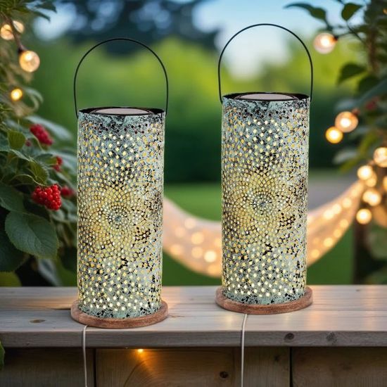 ZWOOS Lot De 2 Lampes Solaires à Suspendre En Extérieur Pour Décoration