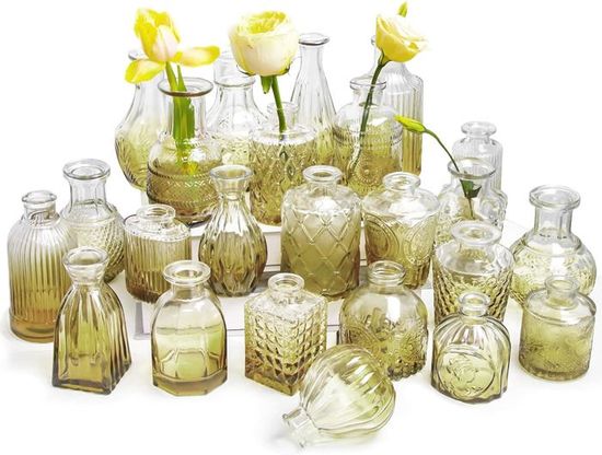 Set De 3 Petits Vases à Fleurs En Verre Transparent, Mini Vases En Verre Decoration D Interieur Moderne Decor De Vases Pour Centre De Table Mariage Chambre Bapteme Anniversaire Cadeau De Fete Des Meres