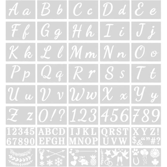 Pochoirs adhésifs chiffres et symboles - Pochoirs pour loisirs créatifs