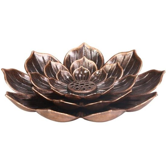 Porte-encens Lotus En Laiton - Lot De 2 Avec 6 Trous Et Collecteur De Cendres | Support Pour Bâtons Et Cônes, Décoration Zen, Méditation, Salon