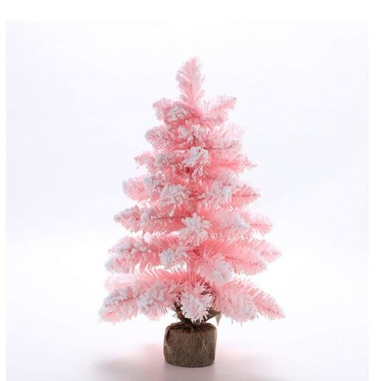 Lot De 8 Mini Sapins De Noël Artificiels Roses - Tailles Variables (11.9 à 24.9 Cm) - Décoration De Table Ou Village De Noël