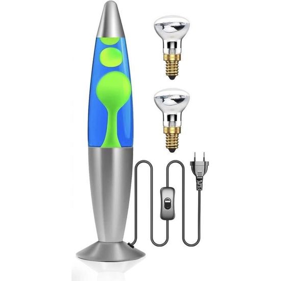 CELLUSTOP Lampe Lave Multicolore 7 Couleurs - Lampe Magma Lave LED Fusée - Verre Robuste - Veilleuse Led à Mouvement Cire - Eclairage LED 7 Couleurs Alternatives