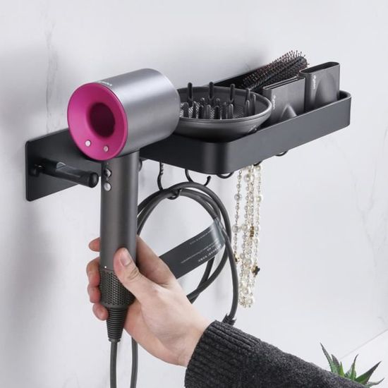 Support Mural Sèche-Cheveux En Acier Inoxydable - Porte Sèche-Cheveux Réglable Et Robuste