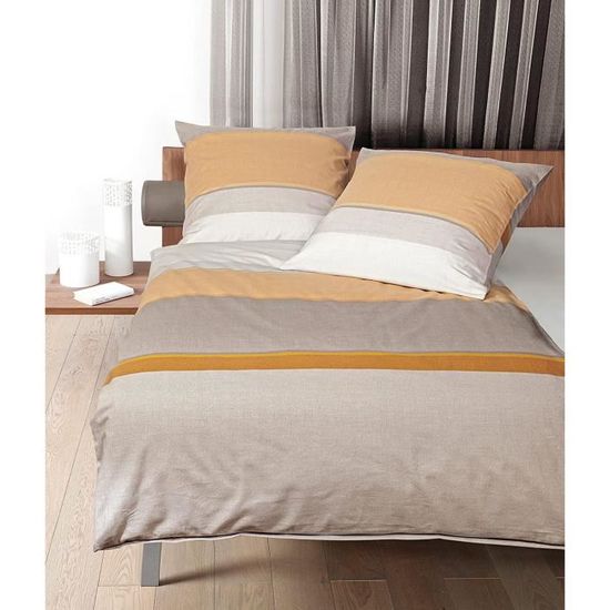 Mixibaby Parure De Lit Flanelle 100% Coton 200x200 Cm - Housse De Couette + 2 Taies - Gris Clair