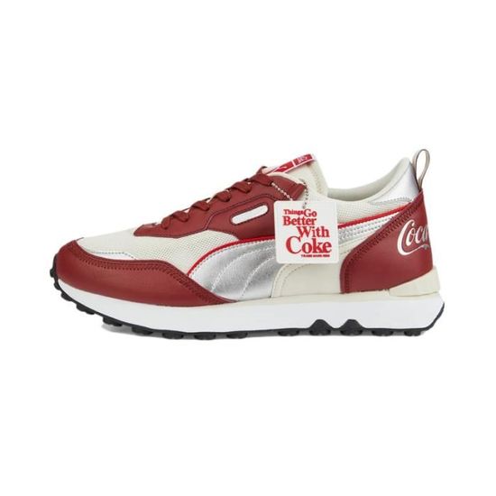 Basket Puma x COCA COLA Rider FV Ref. 387023 01. Couleur Rouge bordeaux Blanc Argent mesh et nylon Rouge Cdiscount Chaussures
