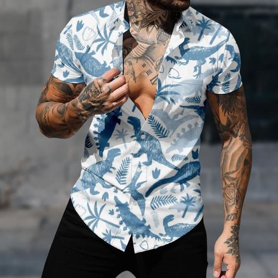 Chemise Homme Hawaienne Manches Courtes Grande Taille Funky Chemise De