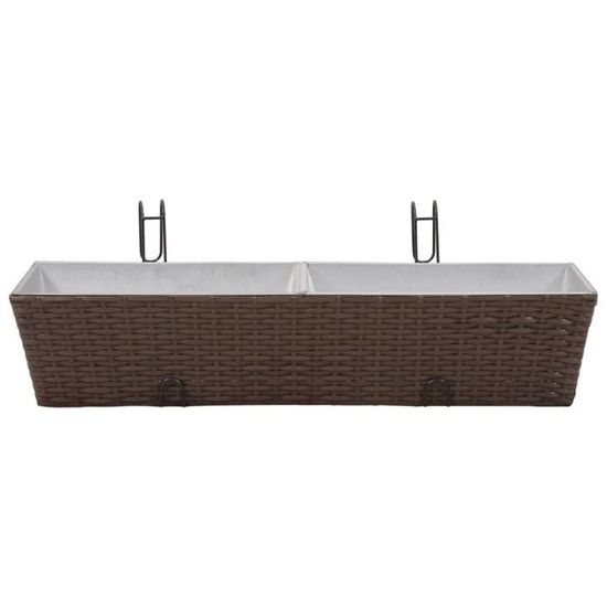 Lot De 4 Jardinières Balcon 80 Cm Terre Cuite - Design Ondulé 7 Compartiments | Fabriqué En UE, Résistant Aux Intempéries