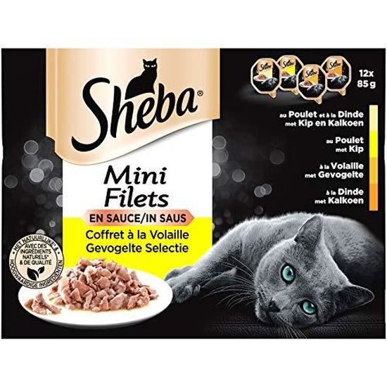 Sheba Mini Filets Barquettes Pour Chat Adulte Coffret A La Volaille En Sauce 72 Barquettes De 85g Cdiscount
