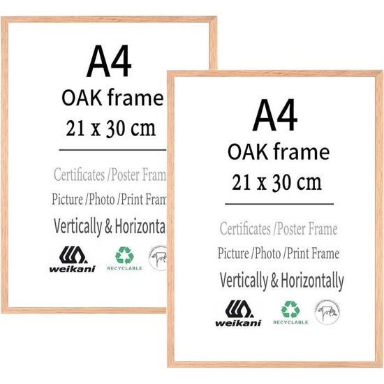 Wyewye Lot De 3 Cadres Photo A4 En Bois Noir - Avec Passe-partout A5 Et Support | À Poser Ou à Suspendre