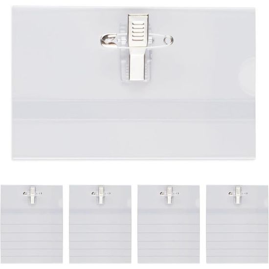 100 Porte-badges Transparents - Format 90 X 56 Mm - Avec épingle, étanches - Pour Bureau, école, Conférences - 3