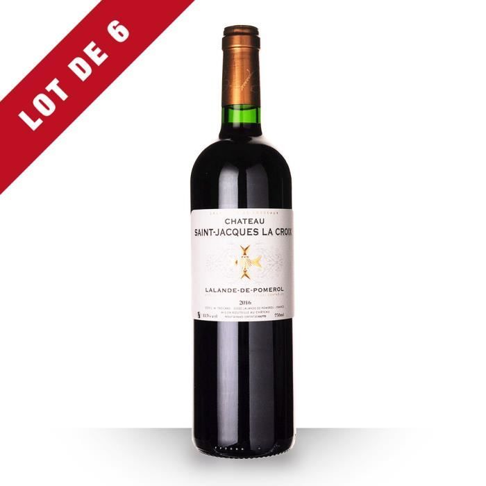 Lot de 6 - Château Saint-Jacques la Croix Lalande-de-Pomerol Rouge 2016 - 75cl