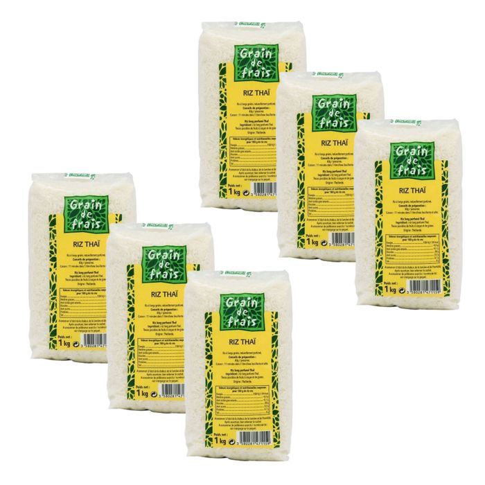 Lot 6x Riz parfumé Thaï - Grain de Frais - paquet 1kg
